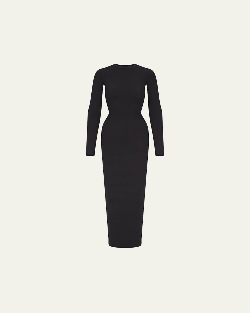 Fits Everybody Long-Sleeve Crewneck Maxi Dress